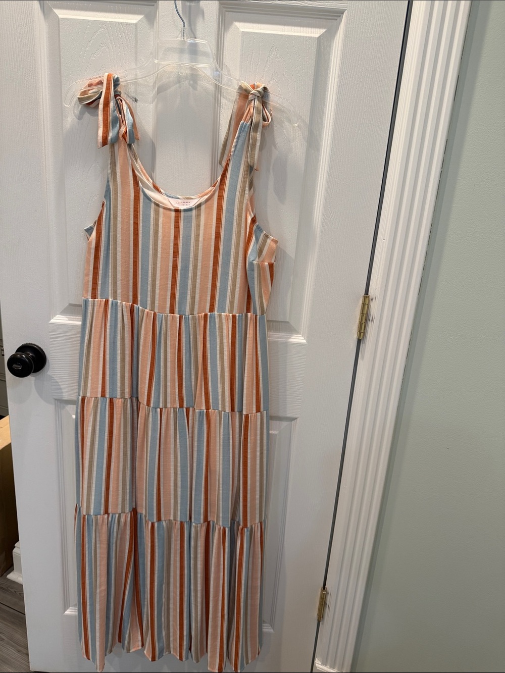 LC Lauren Conrad Striped Maxi Dress in Rust, Blue, and Cream size PS